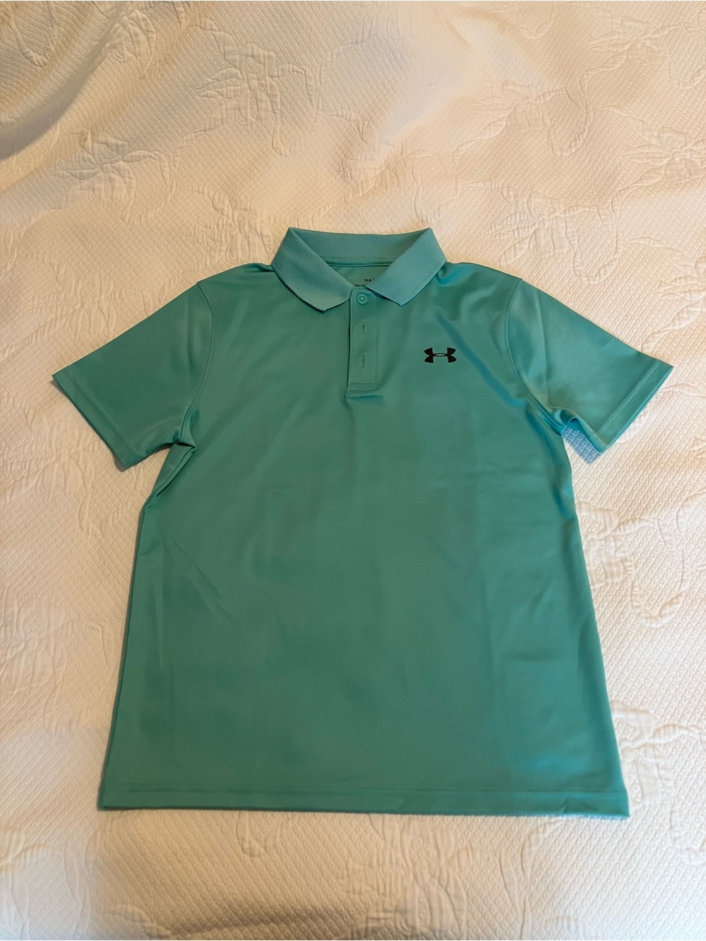 Under Armour Youth Large Aqua Green Polo Shirt